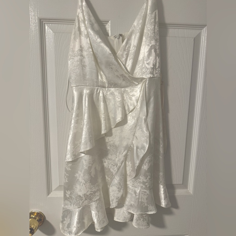 Altar’d State White detailed floral ruffle spaghetti strap dress BRAND NEW